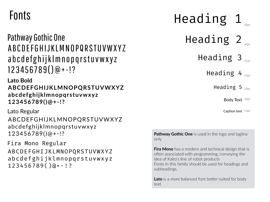 style guide fonts
